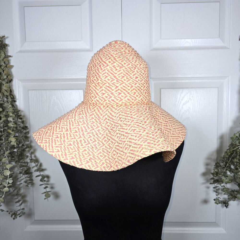 Target Pink And Straw Wide Brim Packable Floppy Sunhat Beach Vacation Resort
